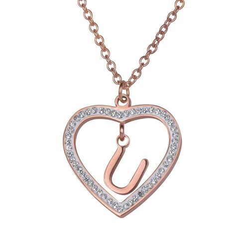 Collar luckyly acero inox inicial a - z baño oro rosa 18k adina rosa
