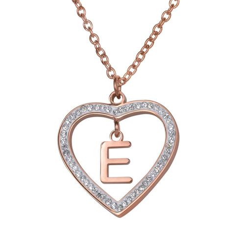Collar luckyly acero inox inicial a - z baño oro rosa 18k adina rosa
