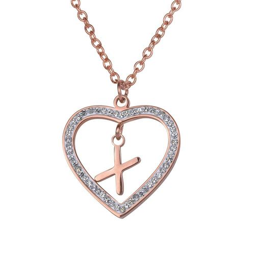Collar luckyly acero inox inicial a - z baño oro rosa 18k adina rosa
