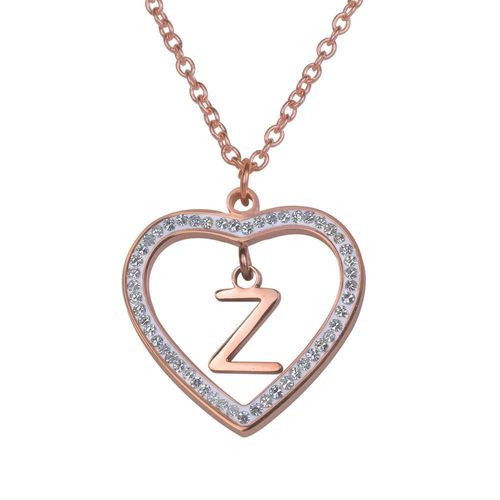 Collar luckyly acero inox inicial a - z baño oro rosa 18k adina rosa