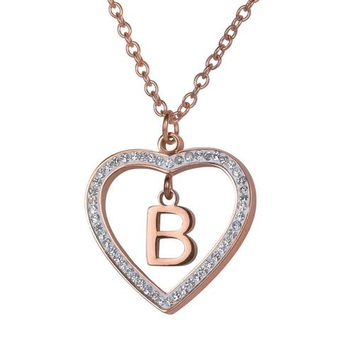 Collar luckyly acero inox inicial a - z baño oro rosa 18k adina rosa
