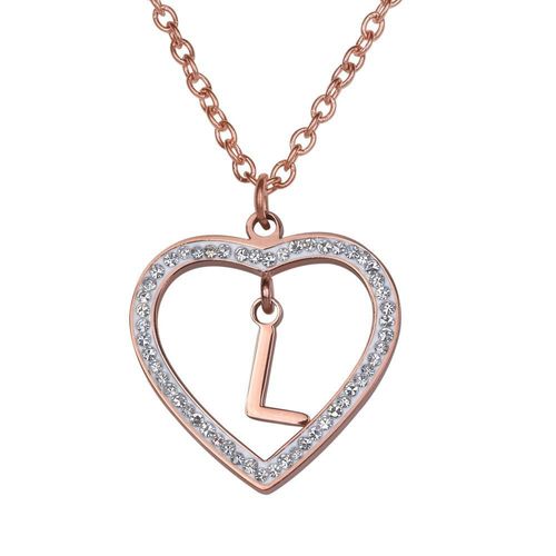 Collar luckyly acero inox inicial a - z baño oro rosa 18k adina rosa