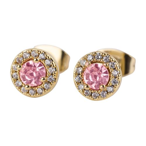Aretes luckyly baño oro 14k con zirconia cúbica judy rosa