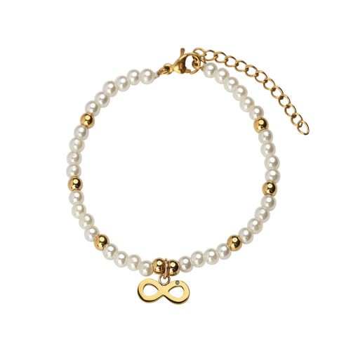 Pulsera luckyly baño de oro 18k dije figura con perlas annie