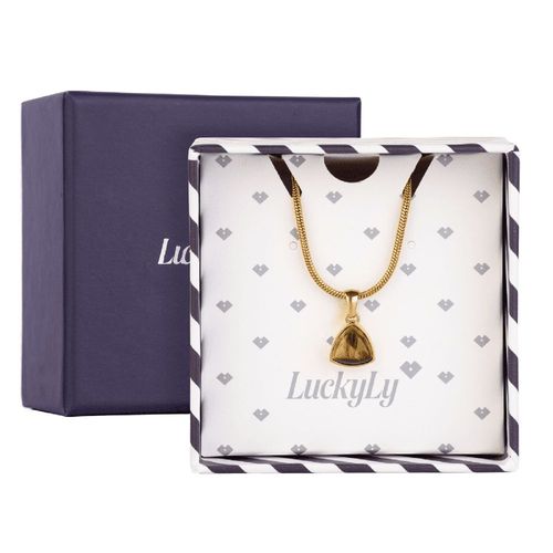 Collar luckyly acero inoxidable baño oro 18k con piedra natural de nacimiento sofi cafe