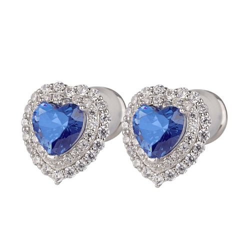 Aretes luckyly plata .925 con zirconia cúbica aretes de corazón brillante zaria azul
