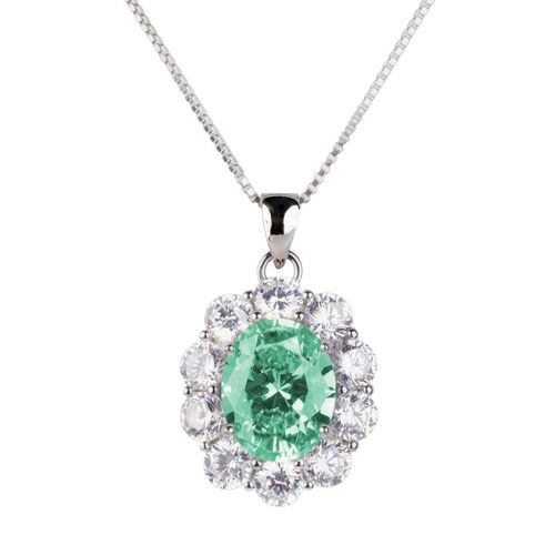 Collar luckyly plata .925 con zirconia cúbica dije de óvalo brillante amia