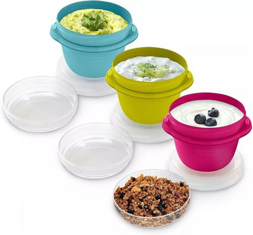 Envase de alimentos Rubbermaid 59 ml 3 tapas colores surtidos