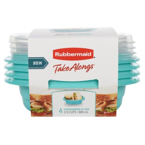 Almacenamiento de alimentos Rubbermaid 669 ml Turquesa Splash – Pack de 4