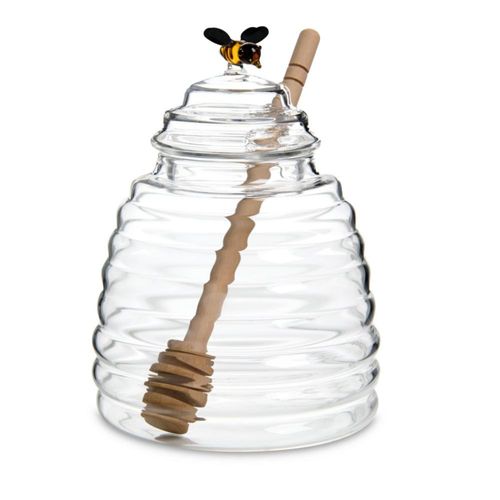 Tarro de Miel de Vidrio 450 ml HIC Kitchen con Cucharilla