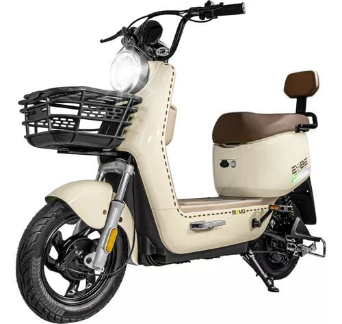 Bicicleta Electrica Luz Led Scooter 50 Km/h 3 Velocidades Beige BIZMO