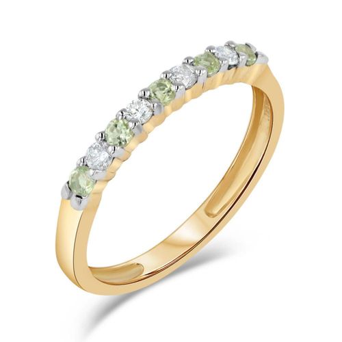 CHURUMBELA DE ORO AMARILLO 10K CON 12PTS DE DIAMANTE Y PERIDOT