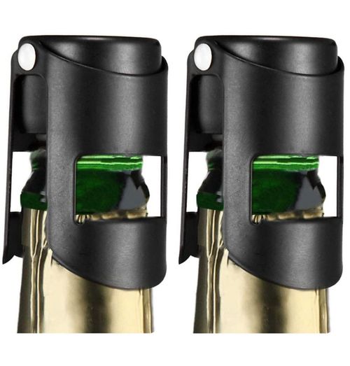 Tapón de Botella HYZ 2 Unidades Acero Inoxidable Negro