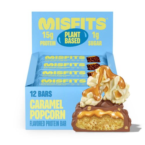 Barras de proteína Misfits sabor Caramelo y Palomitas (12 unidades)