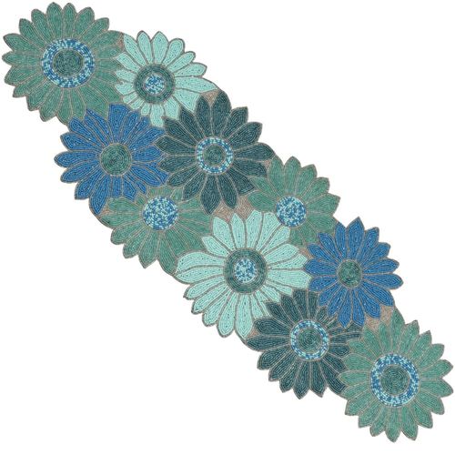Caminos de Mesa CLEENTABLE 33 × 91 cm Azul con Cuentas Florales