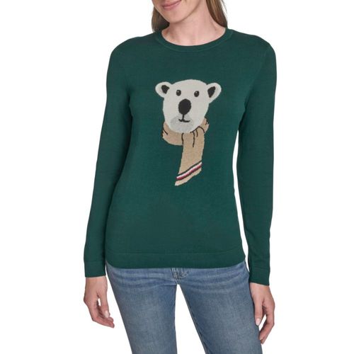 Suéter Tommy Hilfiger Mujer Talla Mediana Verde Bosque de Algodón con Estampado