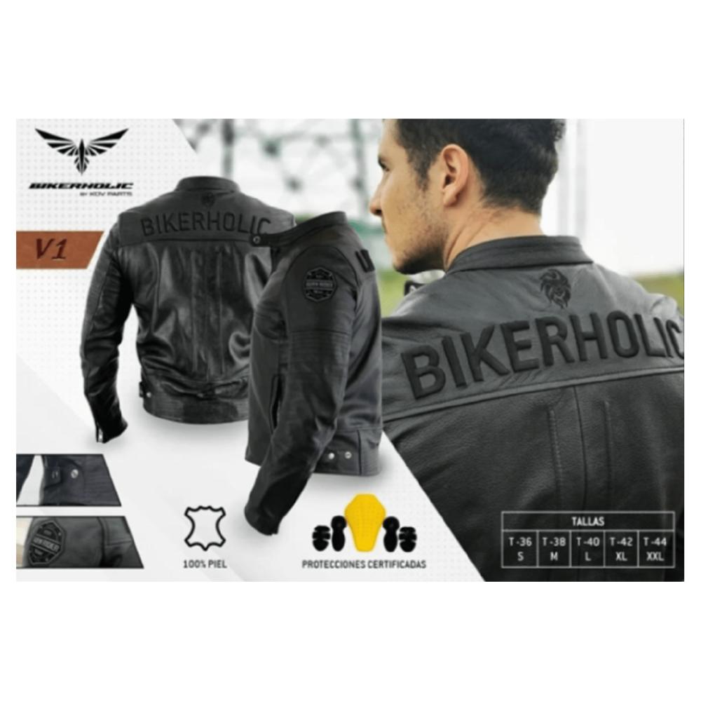 Chamarra Para Moto Kov V1 Negro De Piel Con Protección XXL | Elektra