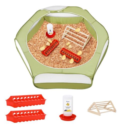 Kit inicial Pawaboo Chick Playpen Verde+Rojo+Madera