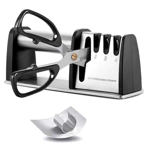 Afilador de cuchillos y tijeras Bochionyu 4 en 1 manual con protector