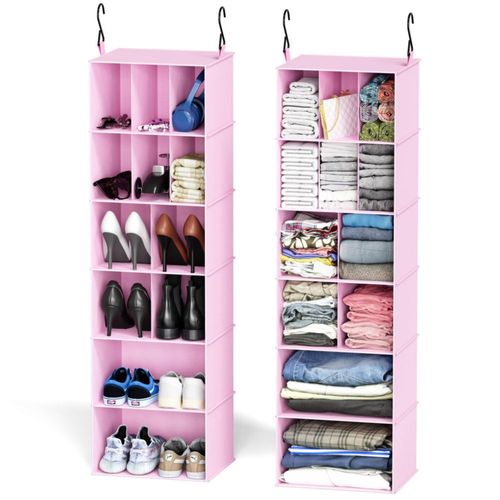 Organizador colgante SpaceAid 135 cm 24 compartimentos rosa – paquete de 2