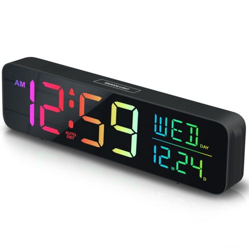 Reloj despertador Peakeep de pantalla grande con fecha y día de la semana