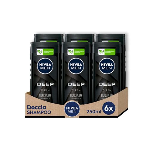 Champú NIVEA 6 x 250 ml Men Deep Clean