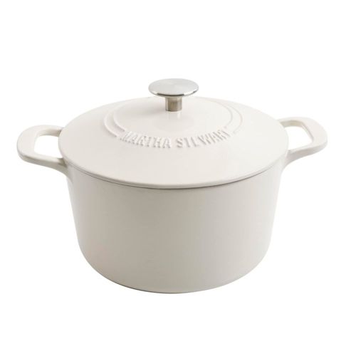 Olla holandesa Martha Stewart 7 L color lino con pomo plateado