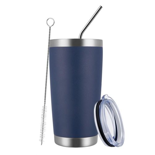 Vaso Térmico MEWAY 591 ml Azul Marino con Tapa de Acero y Sorbete