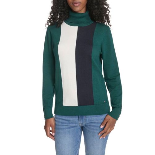 Suéter Tommy Hilfiger talla grande color verde bosque de manga larga
