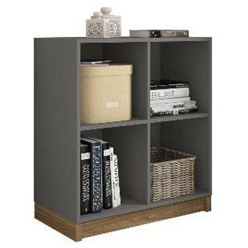 Librero Organizador Tipo Cubo con 4 Compartimentos Color Gris para Oficina u Hogar