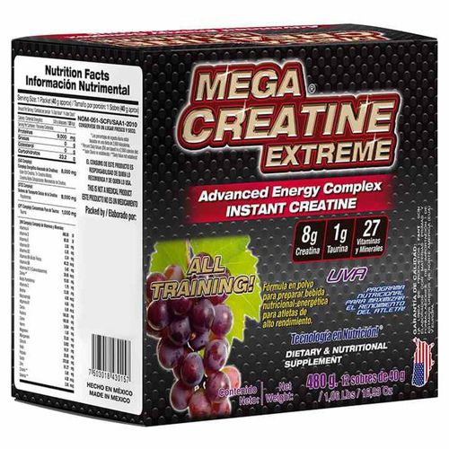 Mega Creatina F&NT 12 Sobres De 40 Gr Sabor Uva