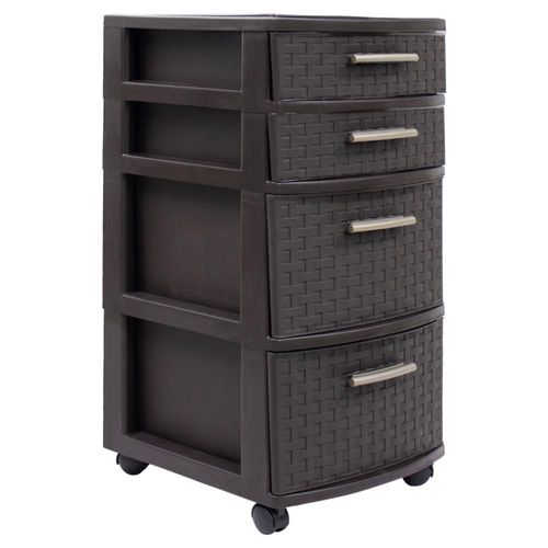 Cajonera Organizadora Multiusos 4 Niveles Tipo Rattan Wengue
