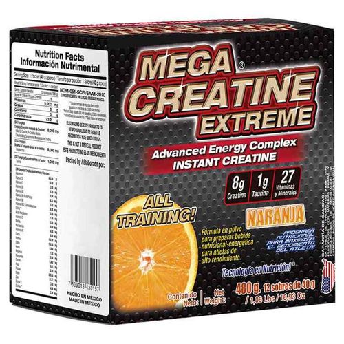 Mega Creatina F&NT 12 Sobres De 40 Gr Sabor Naranja