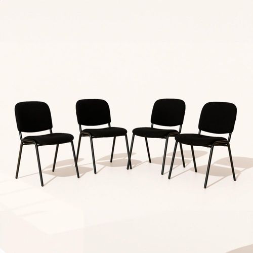 Set de 4 Sillas de Visita Negras Tapizadas en Tela con Diseño Apilable