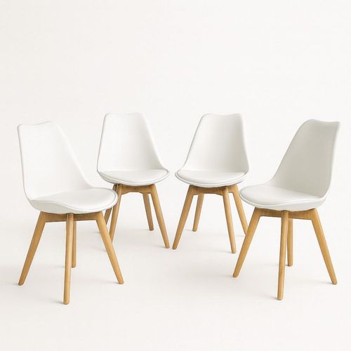 Set de 4 Sillas de Comedor Acolchadas para Hogar en Color Blanco de Estilo Minimalista