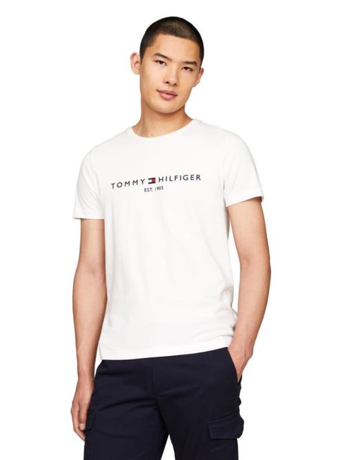 Tommy Hilfiger Camiseta de Hombre con Logo Bordado Blanco Nieve