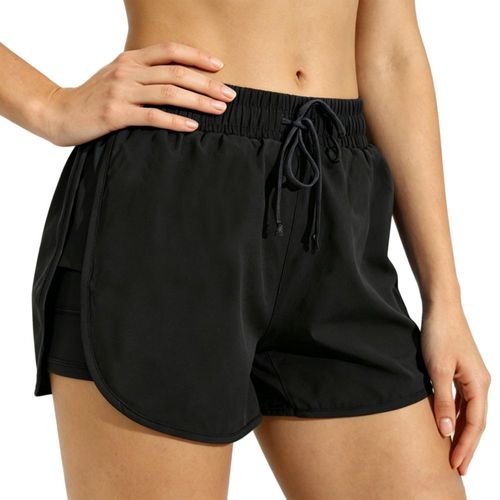 Shorts TIMEPAY 2 en 1 de secado rápido cintura alta negro
