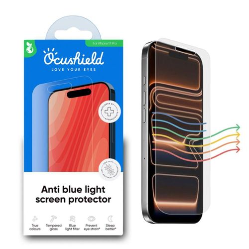Protector de pantalla Ocushield para iPhone 17/Pro 16 cm anti luz azul