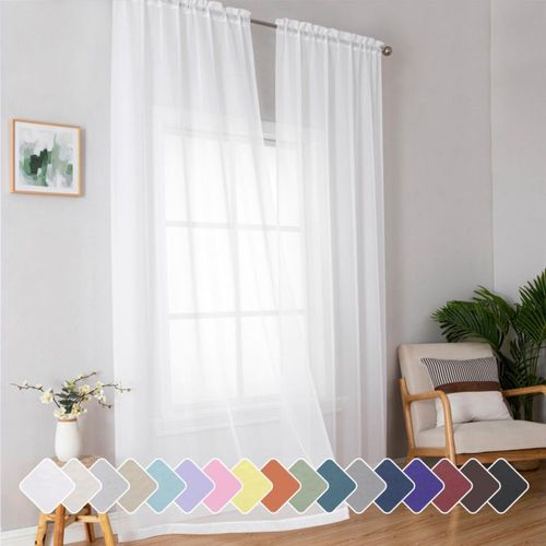 Cortina Simplebrand 244 cm Blanco 2 Paneles Transparentes