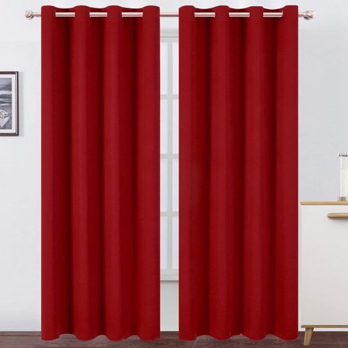 Cortinas LEMOMO 132x213 cm Rojo Opacas y Térmicas (Juego de 2 paneles)