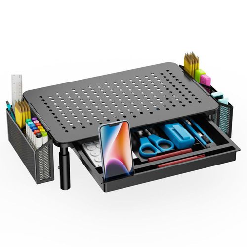 Soporte para monitor WALI 37x24 cm con estante y porta lápices
