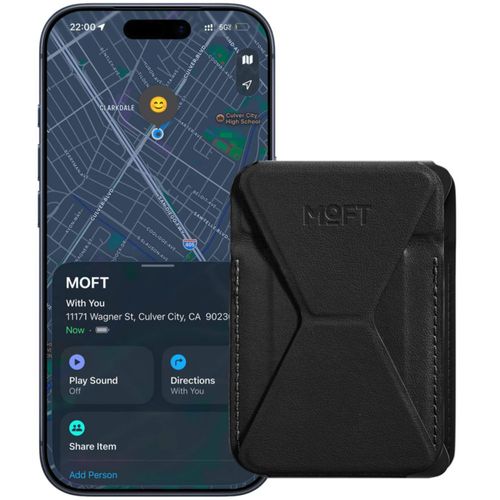 Soporte para Teléfono MOFT con Billetera Magnética y Find My – Negro Jet
