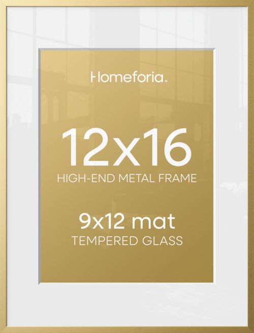 Marco de fotos Homeforia 12x16 metal dorado con vidrio