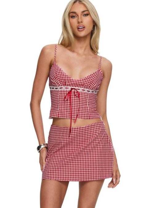 Bikini Princess Polly Daydreaming Gingham rojo y blanco