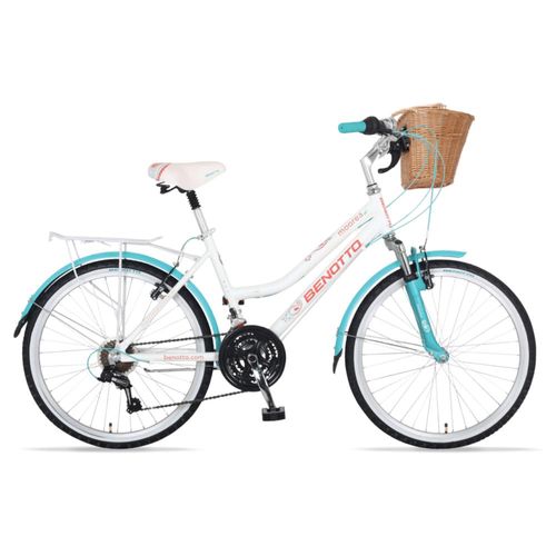 Bicicleta BENOTTO City MOOREA R24 21V Aluminio Suspensión Blanco