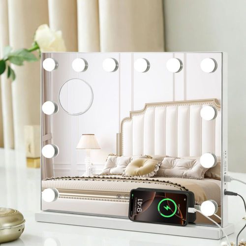 Espejo de tocador KOKZSSZ 50x42 cm LED 3 colores 10× magn