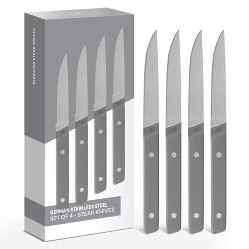 Cuchillos para Bistec Misen Set de 4 Acero Inoxidable Alemán Gris