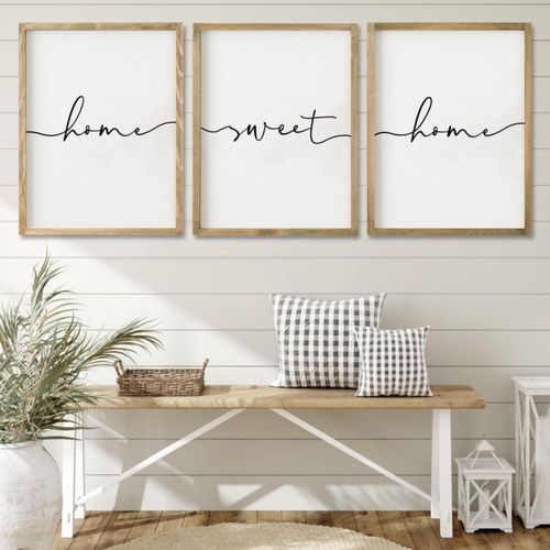 Heiple Conjunto de 3 letreros enmarcados estilo granja "Home Sweet Home" para colocar sobre la cama decoración de pared para dormitorio arte mural de