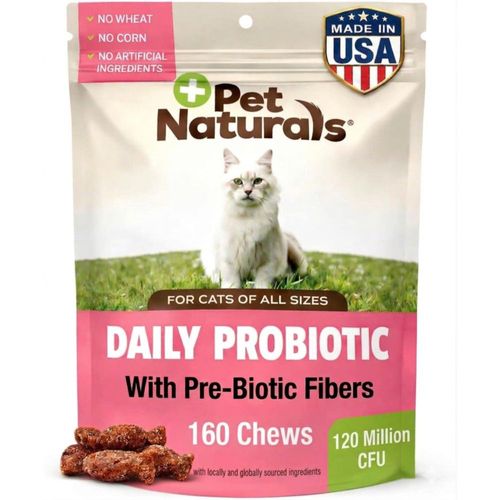 Probiótico Pet Naturals 160 comprimidos masticables de sabor a pato para gatos
