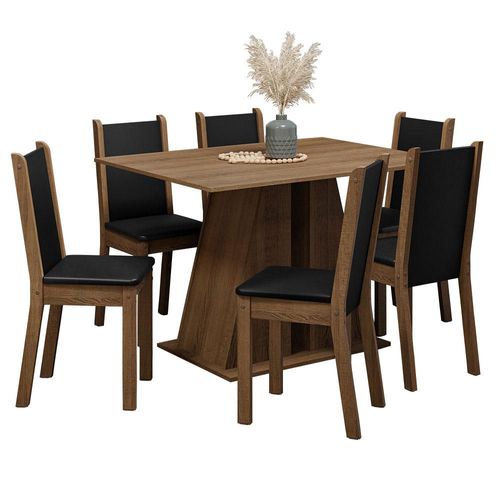 Juego de Comedor Mesa + 6 Sillas Marrón/Negro Madesa